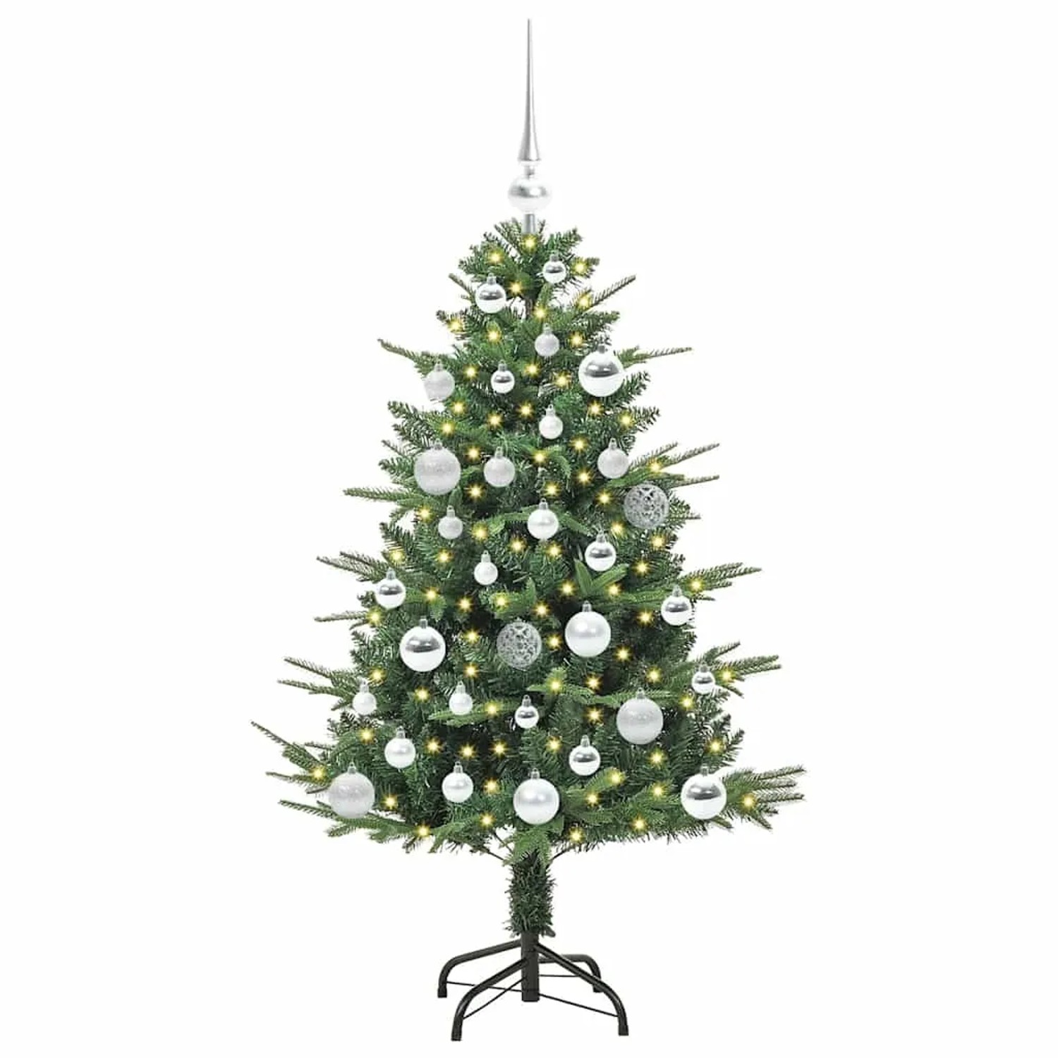 vidaXL Künstlicher Vorbeleuchteter Weihnachtsbaum mit Kugelset Grün 3395331