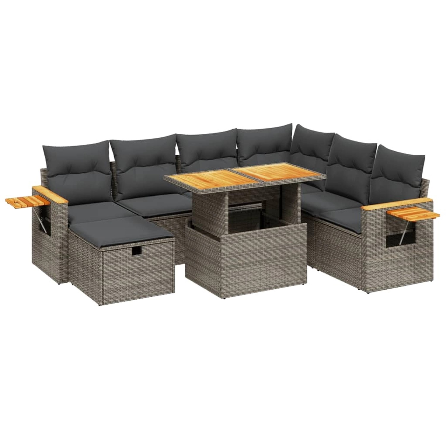 vidaXL 8-Tlg Garten-Sofagarnitur mit Kissen Grau Poly Rattan 3276161 günstig online kaufen