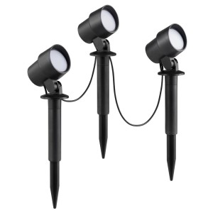 3er Set Brilliant LED-Außenspießleuchte Kamara, schwarz, für Garten & Wege