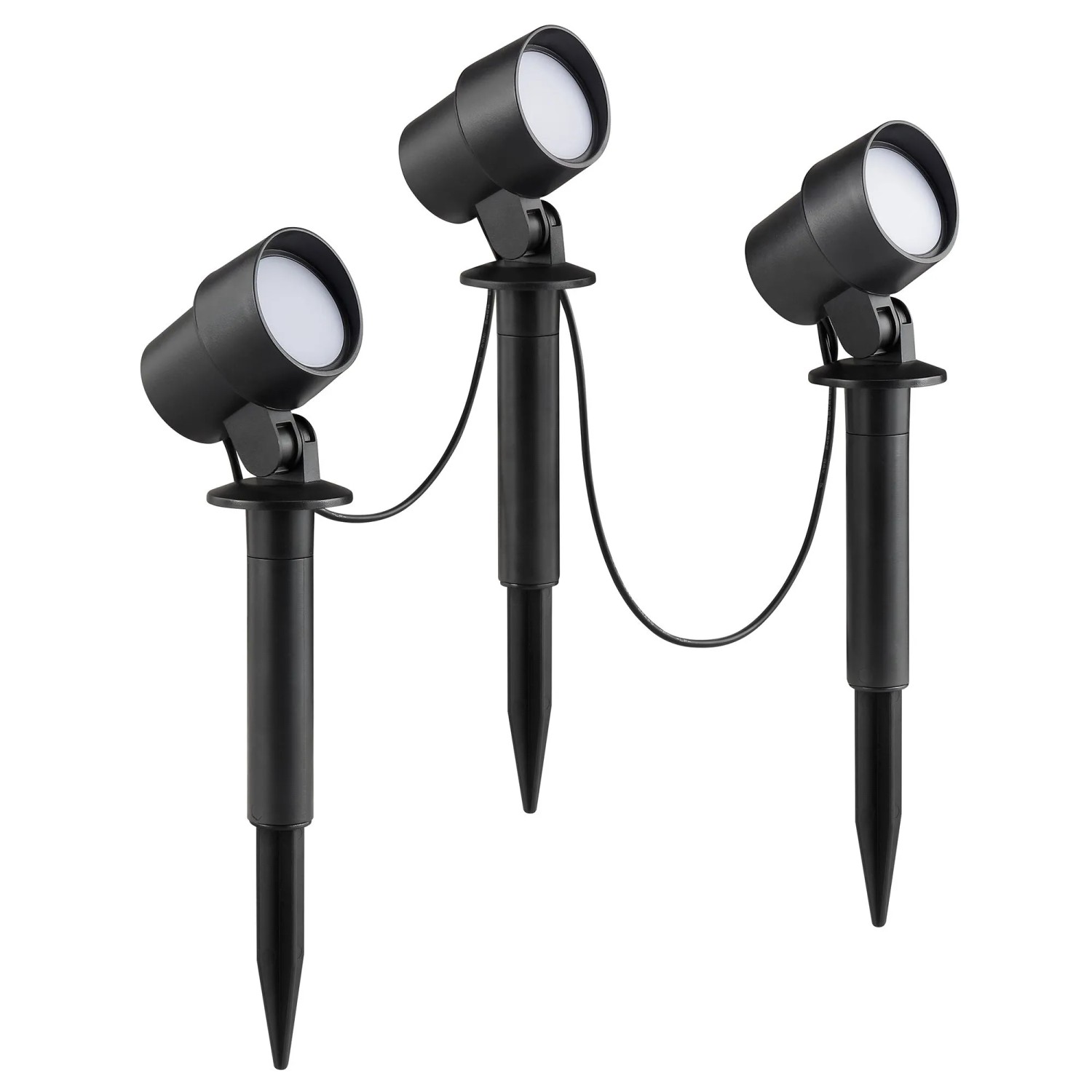 3er Set Brilliant LED-Außenspießleuchte Kamara, schwarz, für Garten & Wege