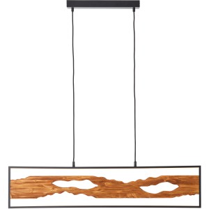 Moderne LED-Pendelleuchte Chaumont, 100 cm, schwarz/Holz für Innenräume.