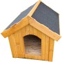 Braune Promadino Hundehütte aus Kiefernholz mit Satteldach und isolierten Wänden.