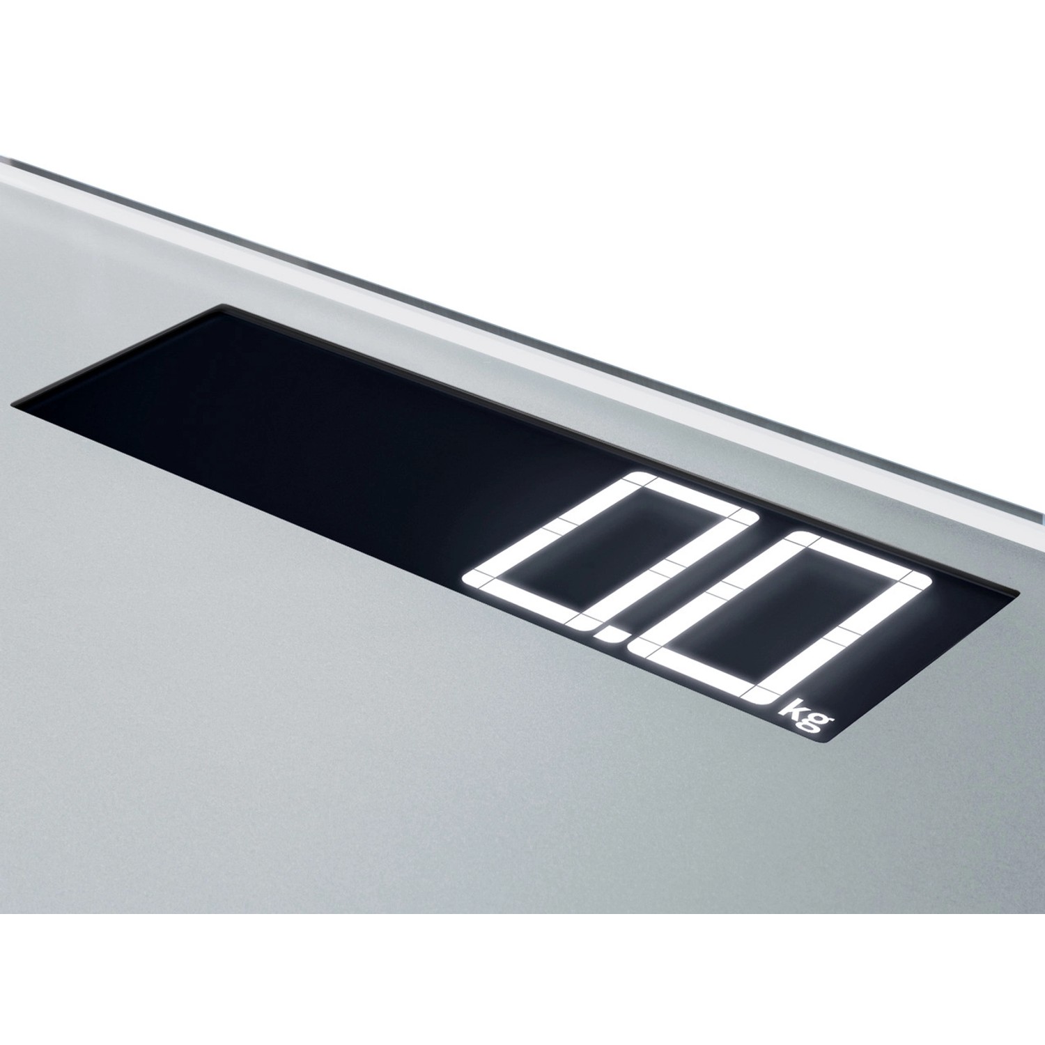 Detailaufnahme der Digital Style Sense Comfort 600 Personenwaage von Leifheit mit LCD-Anzeige.