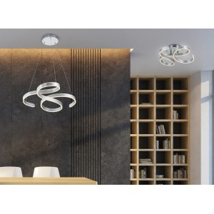 Moderne Trio LED Deckenleuchte Francis, Aluminium gebürstet, geschwungenes Design.