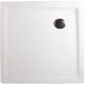 Quadratische, extraflache Schulte Duschwanne 90x90 cm in Alpinweiß mit Ablaufgarnitur.