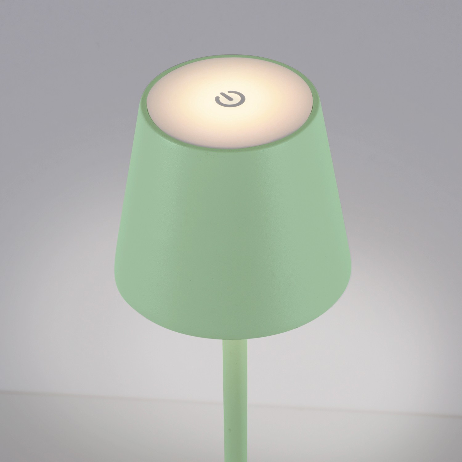 Grüne LED-Akku-Tischleuchte Euria von Just Light, dimmbar, für Innen- und Außenbereich.