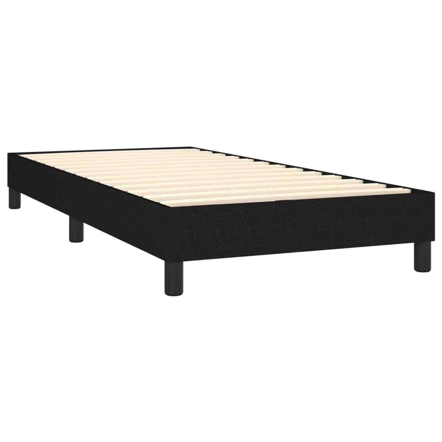 Schwarzes vidaXL Boxspringbett 80x200 cm mit Lattenrost, ohne Matratze.