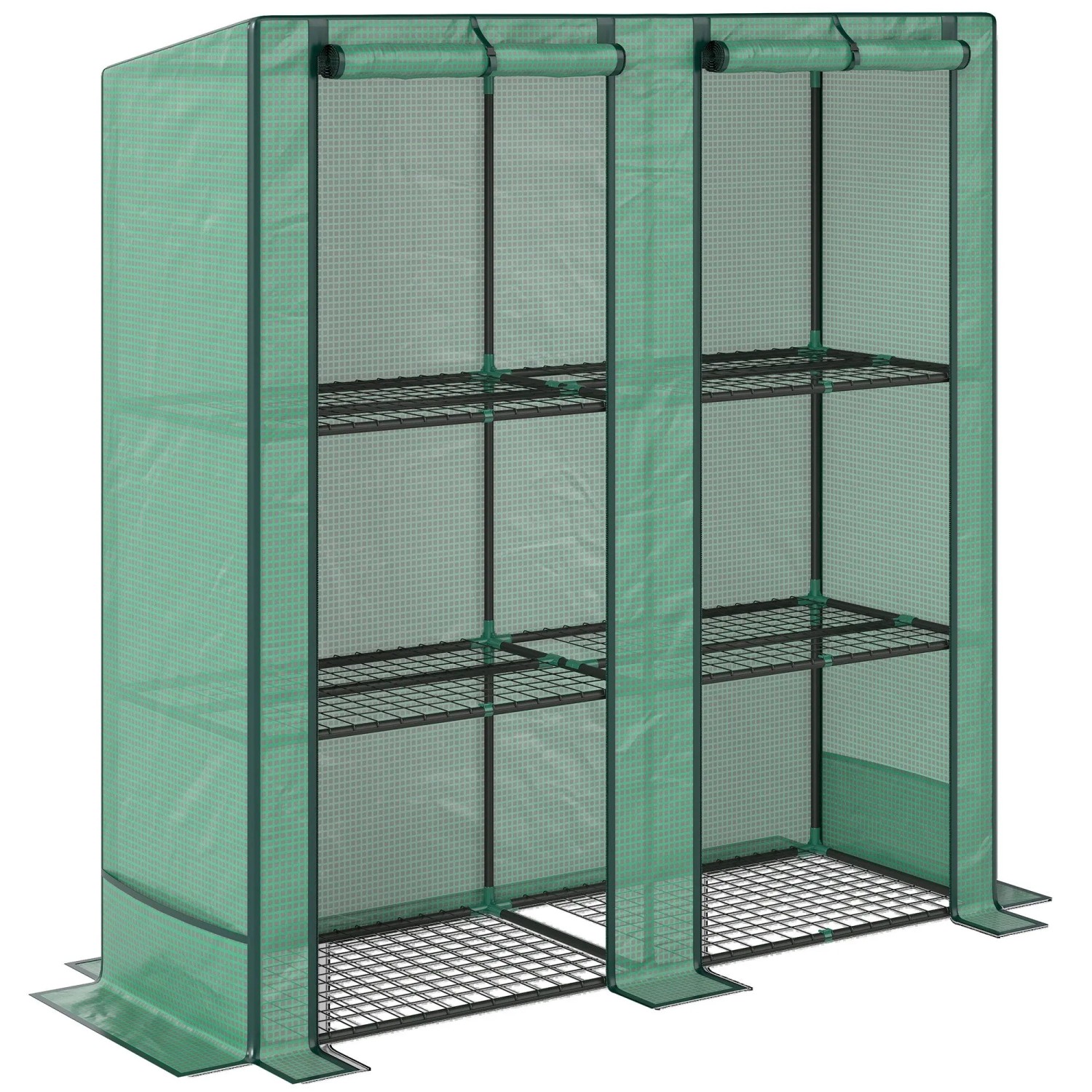 Image of Furnicato Mini Gewächshaus 3 Ebenen Regal 144x48x152 Cm Grün