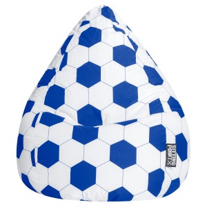 Blau-weißer Sitzsack BeanBag Fankurve mit Fußballmuster, 220 l.