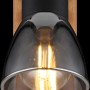 Globo Strahler Claude, 1-flammig, dunkelbraun/rauchfarben, Holz/Metall, 70x140mm.