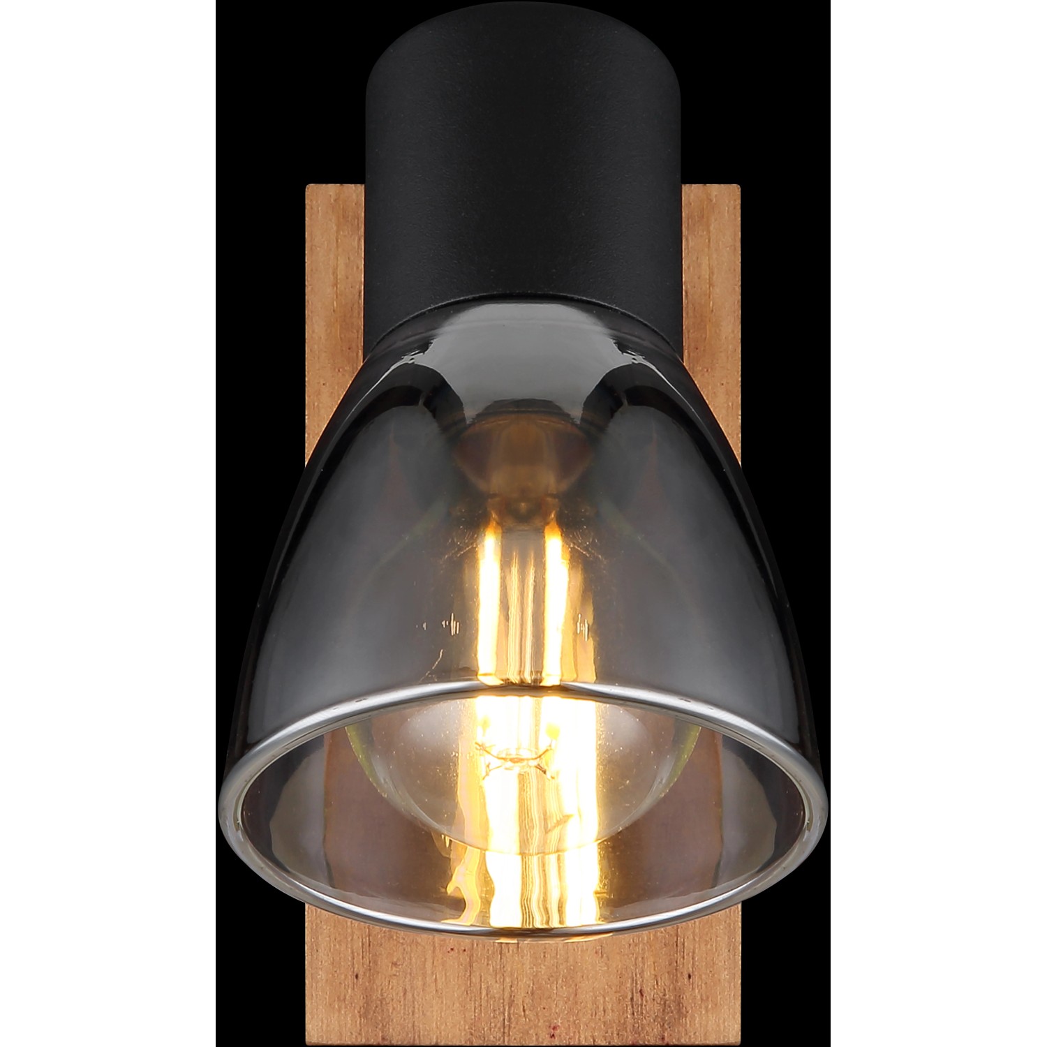 Globo Strahler Claude, 1-flammig, dunkelbraun/rauchfarben, Holz/Metall, 70x140mm.