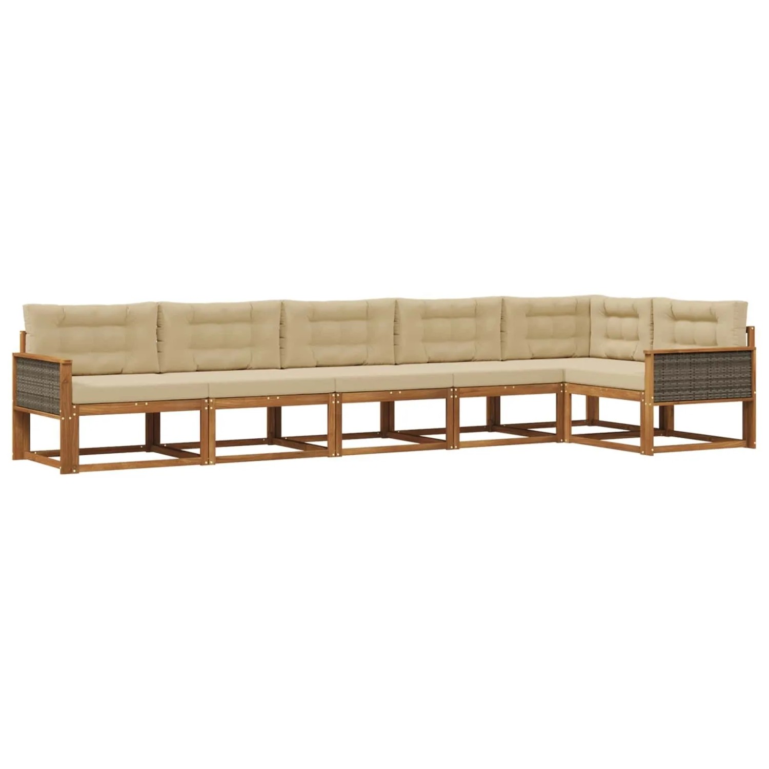 vidaXL Outdoor-Sofagarnitur mit Kissen 6 Stk Natur und Beige 3382601
