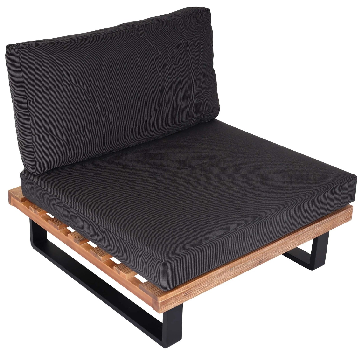 PROREGAL Lounge-Sessel Garten-Sessel Spun Poly Akazie Holz FSC-Zertifiziert Aluminium Hellbraun Polster Dunkelgrau