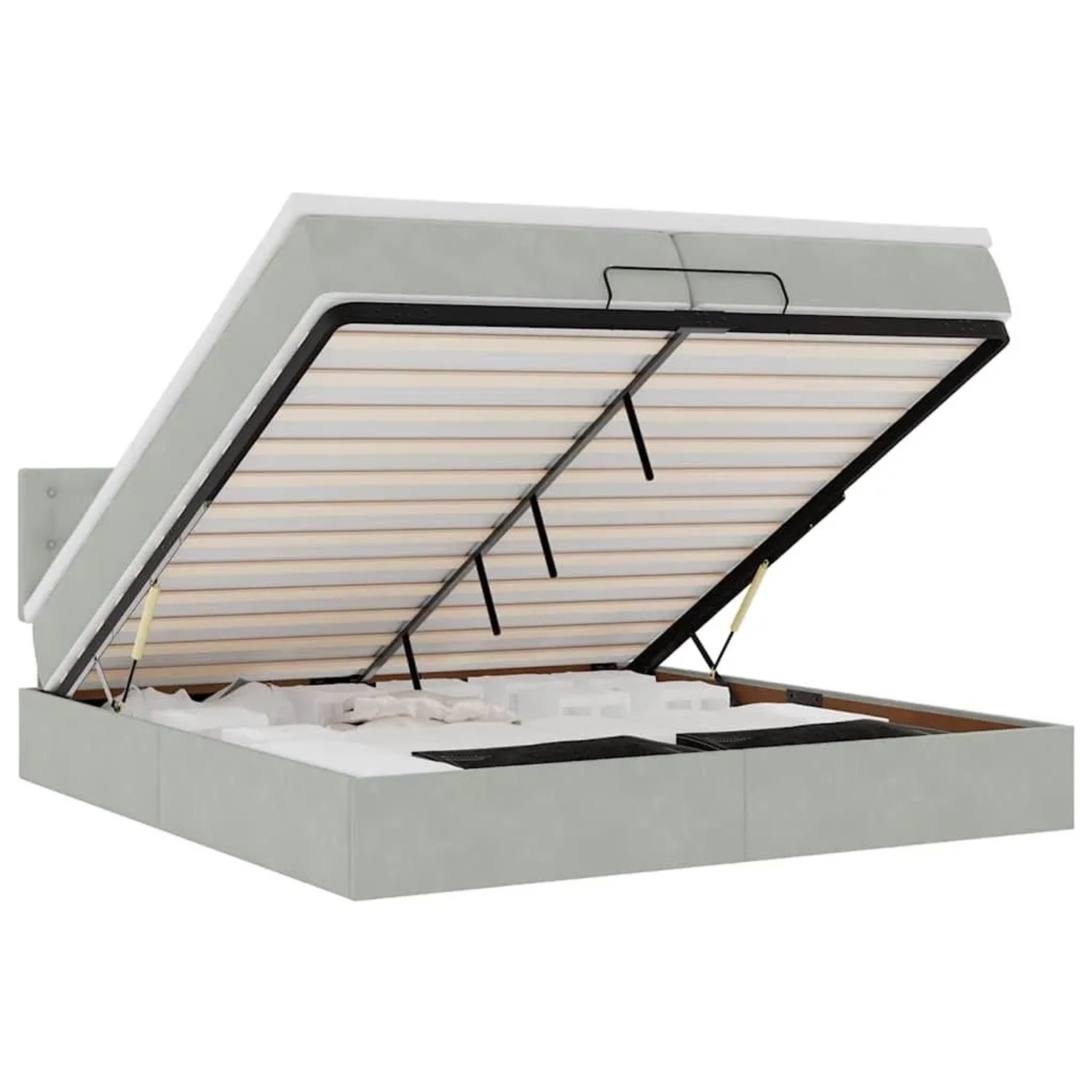 vidaXL Ottoman-Bett mit Matratze Hellgrau 200x200 cm Samt 3311939