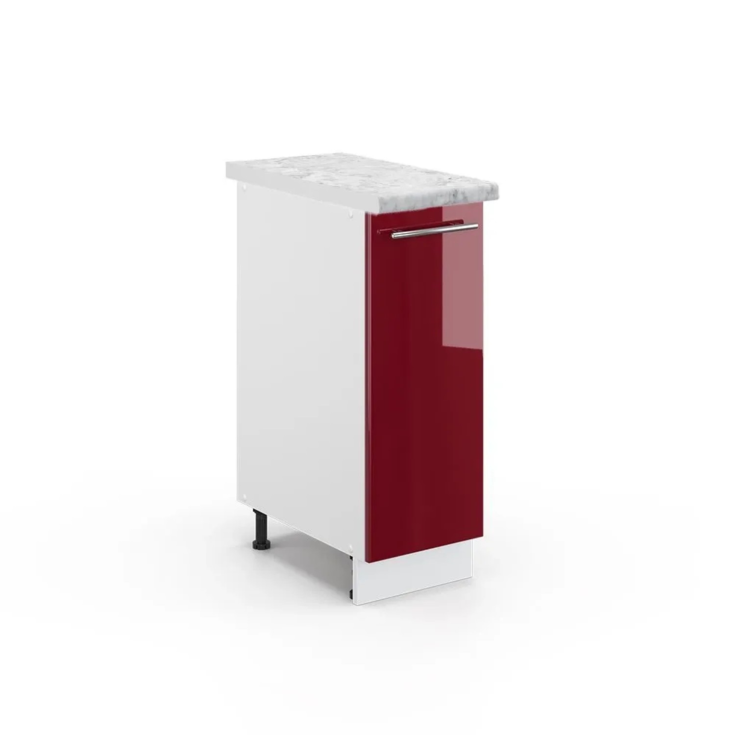 Vicco Apothekerschrank Fame-Line Bordeaux Hochglanz Weiß 30 cm AP Marmor