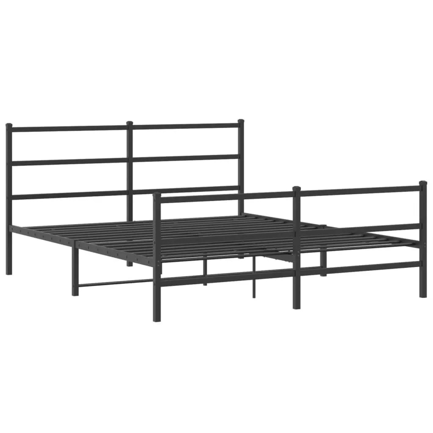 vidaXL Bettgestell mit Kopfteil und Fußteil Metall Schwarz 150x200 cm 355385