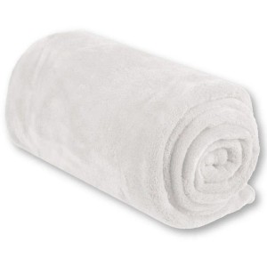 Gerollte, champagnerfarbene Bestgoodies Mikrofaser Decke (130x170 cm).