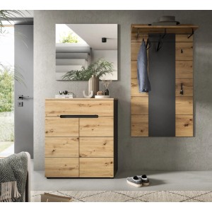 Inn.Furn Garderoben-Set 3-teilig in Eiche und Grau 175 cm Cooper