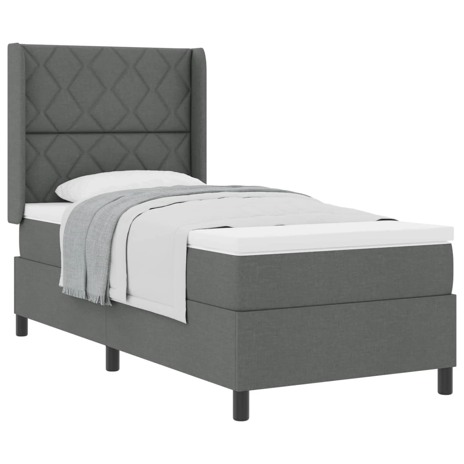 vidaXL Boxspringbett mit Matratze Dunkelgrau 100 x 200 cm Stoff 3341694