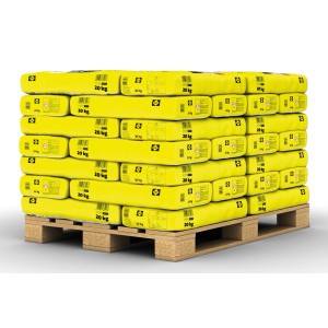 Palette Sakret Bodenausgleichsmasse, 42 Säcke à 20 kg, für Innen- und Außenbereich.