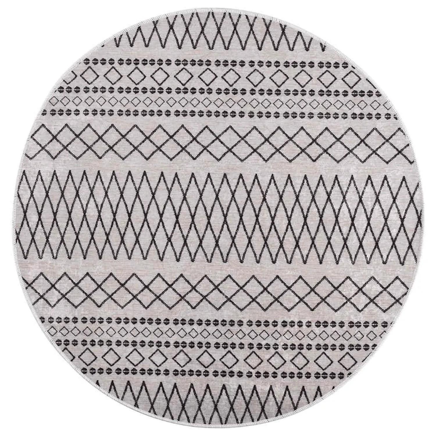 vidaXL Teppich Waschbar Schwarz und Weiß φ120 cm Rutschfest 337975
