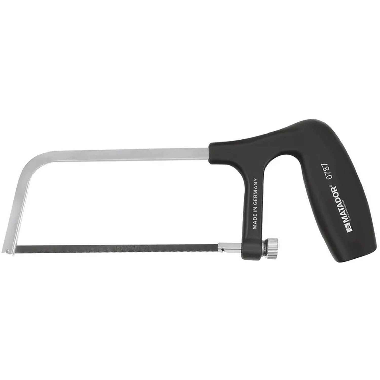 Matador Metallsäge aus dem Werkzeugmodul Mechaniker-Satz, Bügelsäge mit schwarzem Griff.