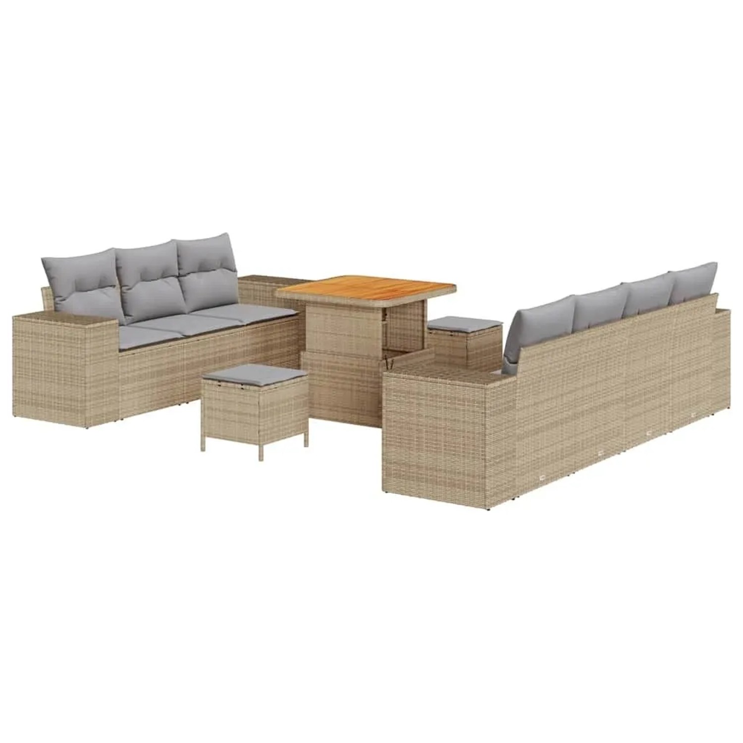 vidaXL Gartensofa-set mit Kissen 10-Tlg Beige und Hellgrau Poly-Rattan 3363 günstig online kaufen