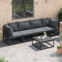 Schwarzes 4-tlg. vidaXL Garten-Sofa-Set mit Kissen und Aluminiumtisch. Gartenmöbel für 4 Personen.