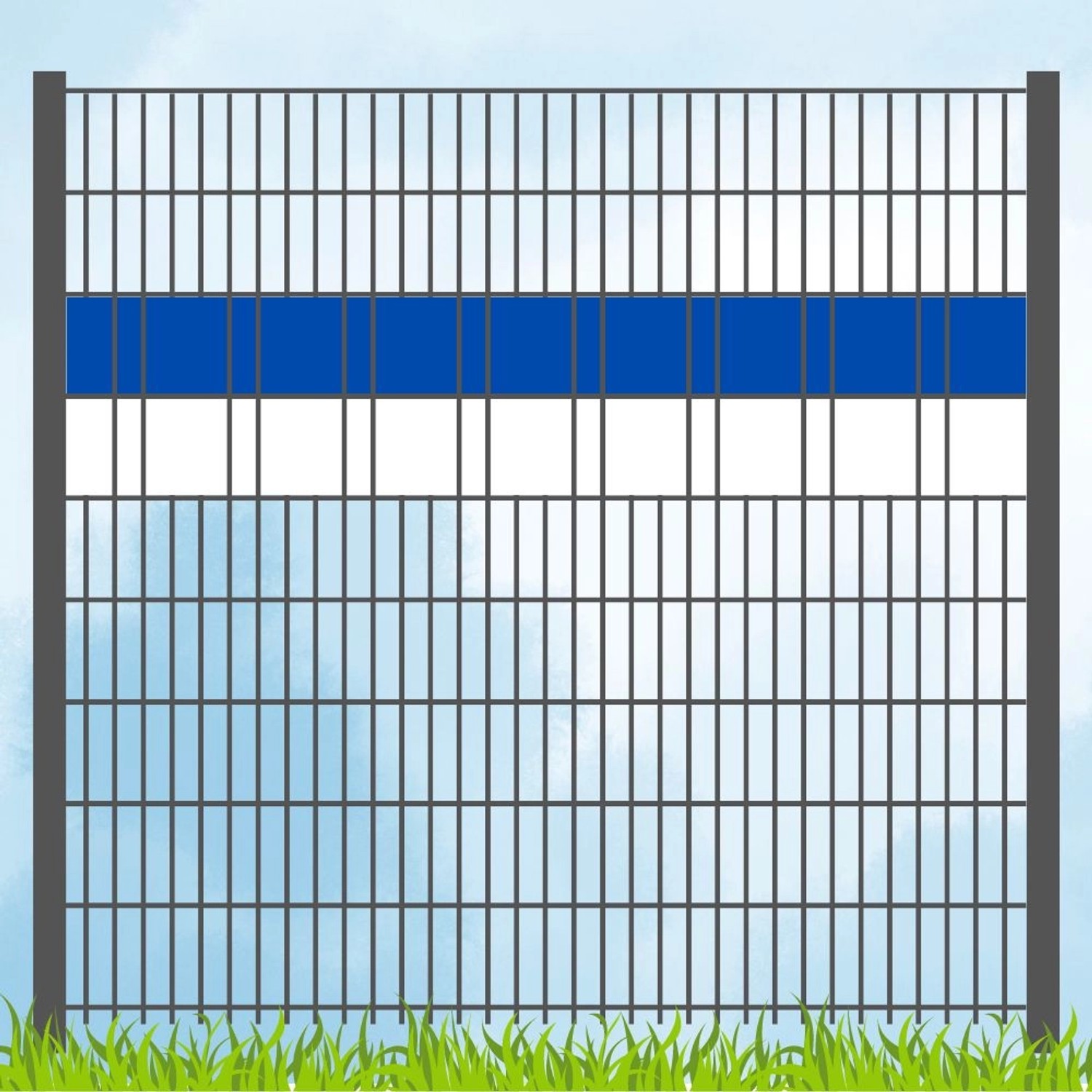 Thumbnail - zaunzu Sichtschutz PP Sichtschutz Fanartikel Vereinsfarben Blau/Weiß Volle Streifenbreite