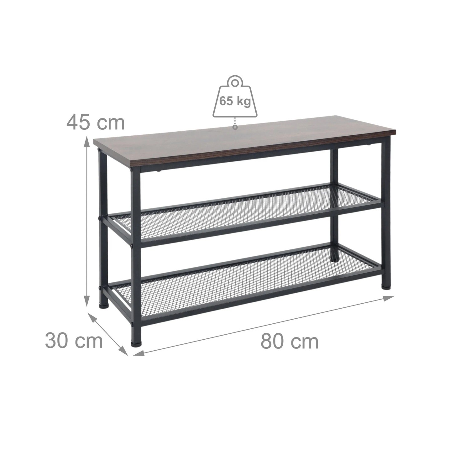 Relaxdays Schuhregal Eisen MDF Dunkelbraun für 6 Paar Schuhe 45 cm x 80 cm x 30 cm 5,7 kg_4