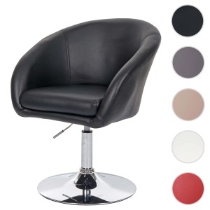 Schwarzer MCW Esszimmerstuhl F19 aus Kunstleder mit Chromfuß und runder Sitzfläche.