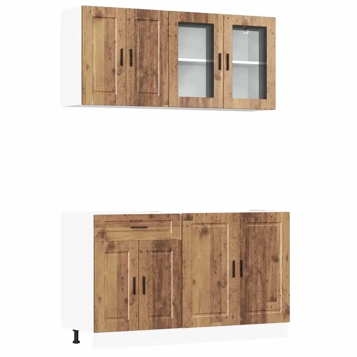 vidaXL 4 Tlg Küchenschrank-Set Porto Altholz-Optik Holzwerkstoff 3314879