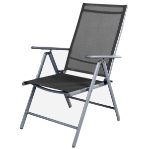 Verstellbarer, klappbarer Hochlehner Gartenstuhl von Mojawo, Aluminium silber/anthrazit.