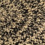 Detailansicht: Handgefertigter, runder Jute Teppich in Schwarz und Braun, 210 cm Durchmesser.