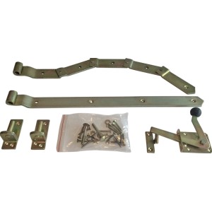 T&J Beschlagset für gebogenes Einzeltor, gelb verzinkt, inklusive Schrauben und Zubehör.