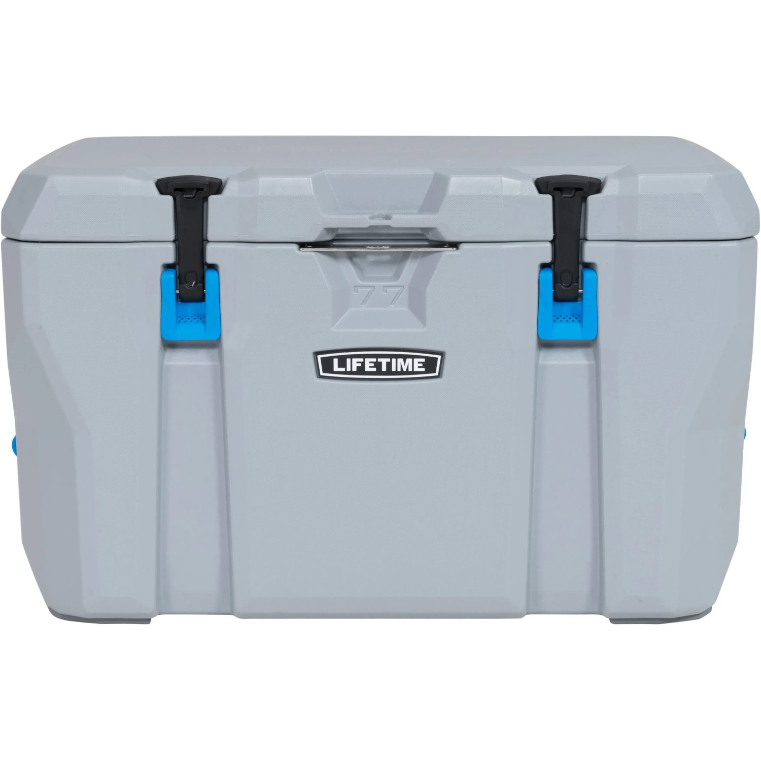 Graue Lifetime Kühlbox Premium mit Tragegriffen, 73 Liter Campingbox.