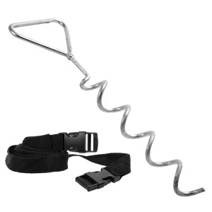 Hudora Erdankerset für Trampoline: 4 Erdanker aus Stahl mit Sicherungsriemen.