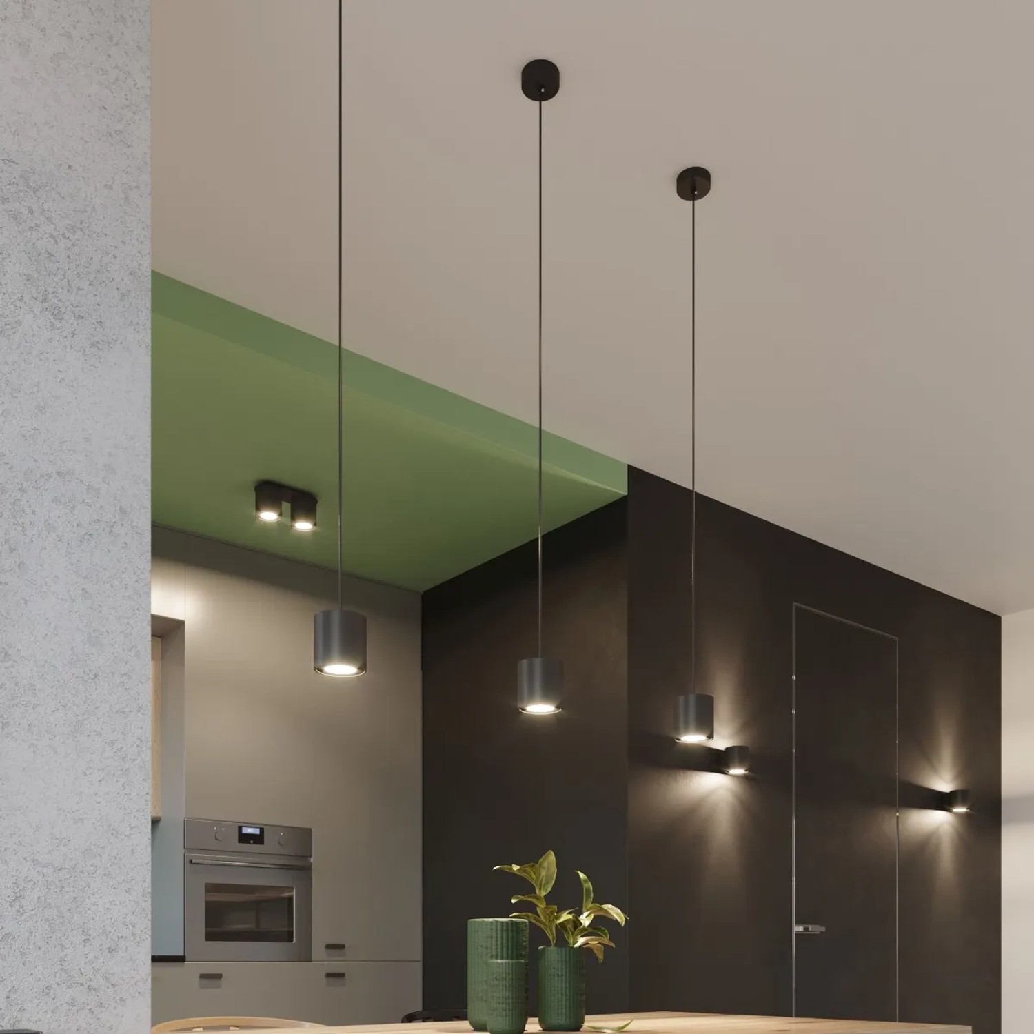 Moderne, schwarze Hängeleuchten ORBIS von Sollux Lighting im minimalistischen Design.