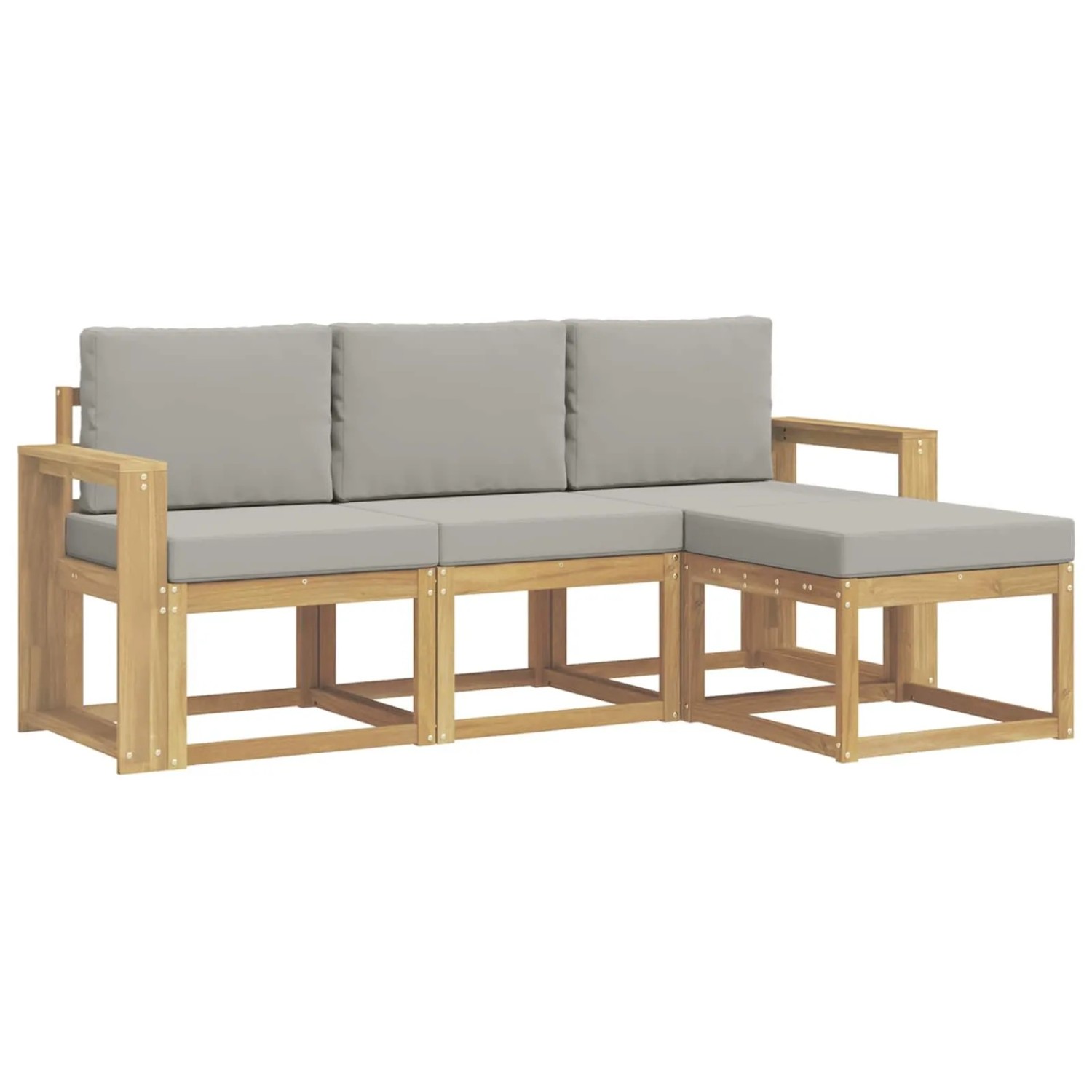 vidaXL Outdoor-Sofagarnitur 4-Tlg Weiß und Hellgrau 3387460
