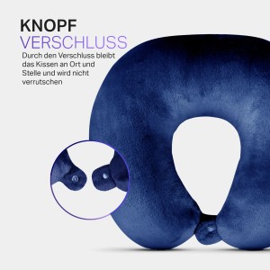 Bestlivings Nackenrolle, dunkelblau, mit Knopfverschluss für Reise und Entspannung.