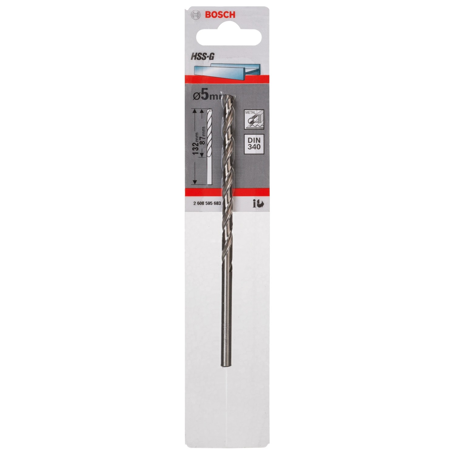 Bosch Metallbohrer HSS-G, 5 mm, DIN 340, für präzise Bohrungen in Metall.