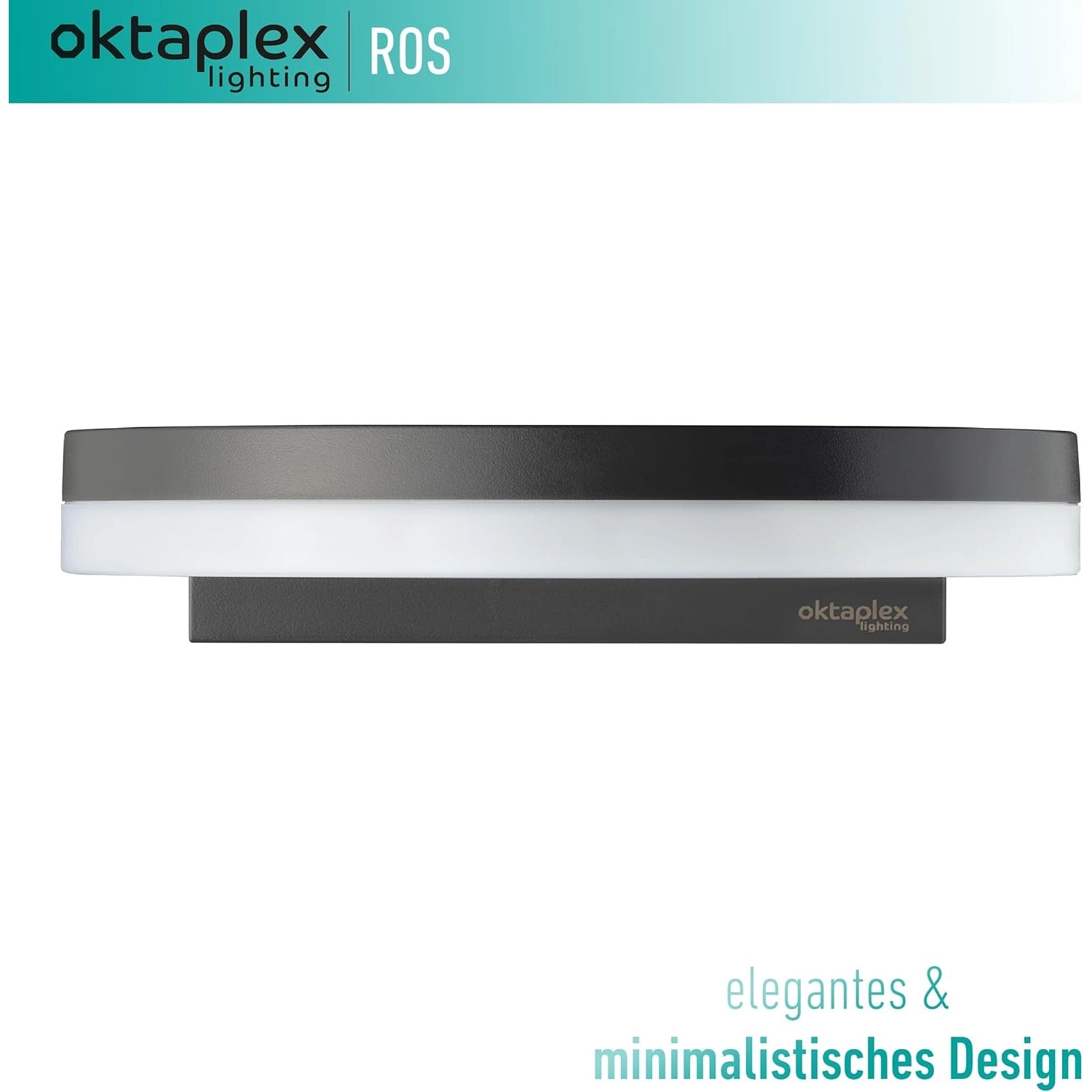 Flache, runde Oktaplex LED Außenleuchte Ros in Anthrazit mit warmweißem Licht.