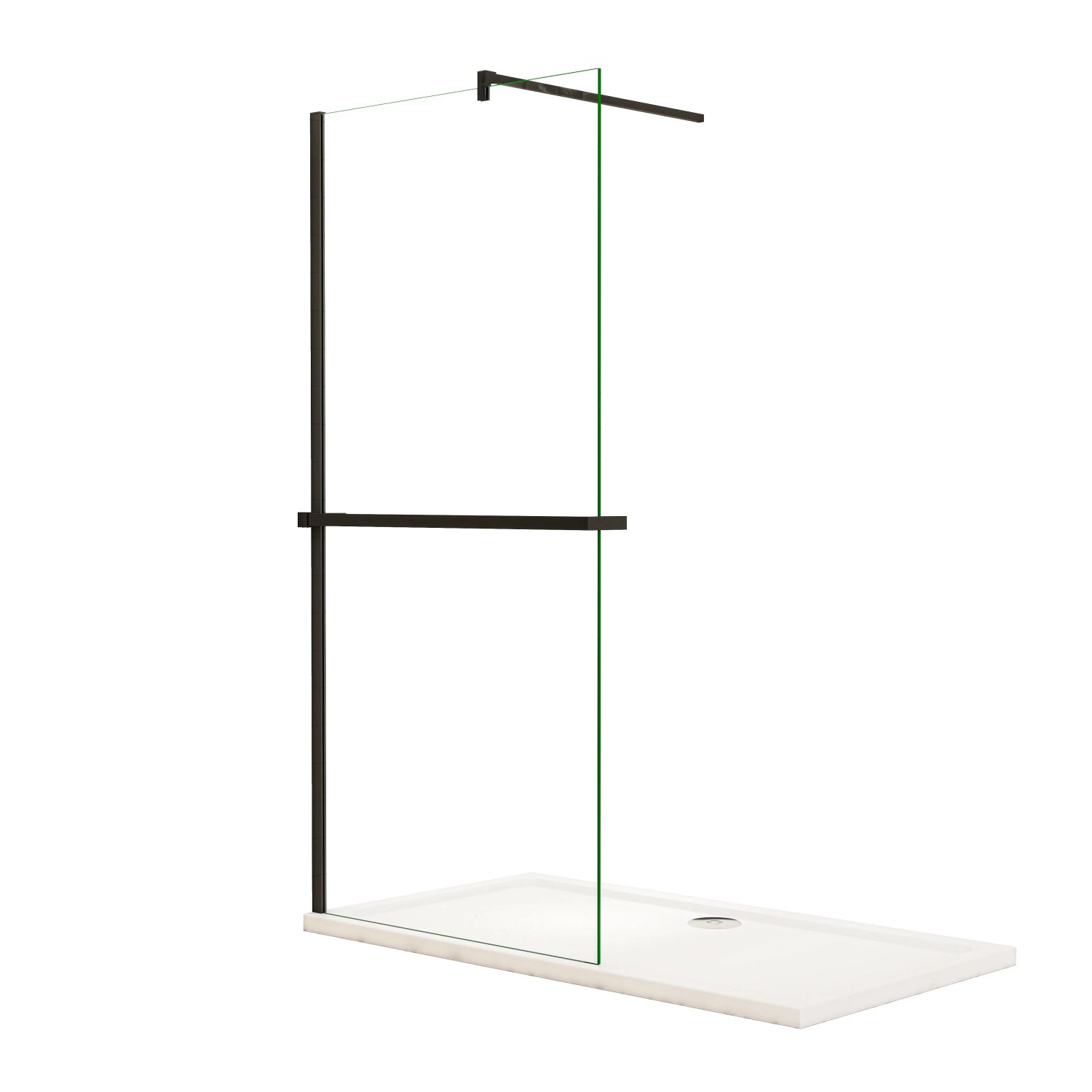 Duschparadies 100 x 200cm Walk-in Glas 8mm NANO Glas Dusche Klarglas Duschabtrennung Mit Schwarz Duschregal Handtuchhalter Mit 140cm Stabilisator