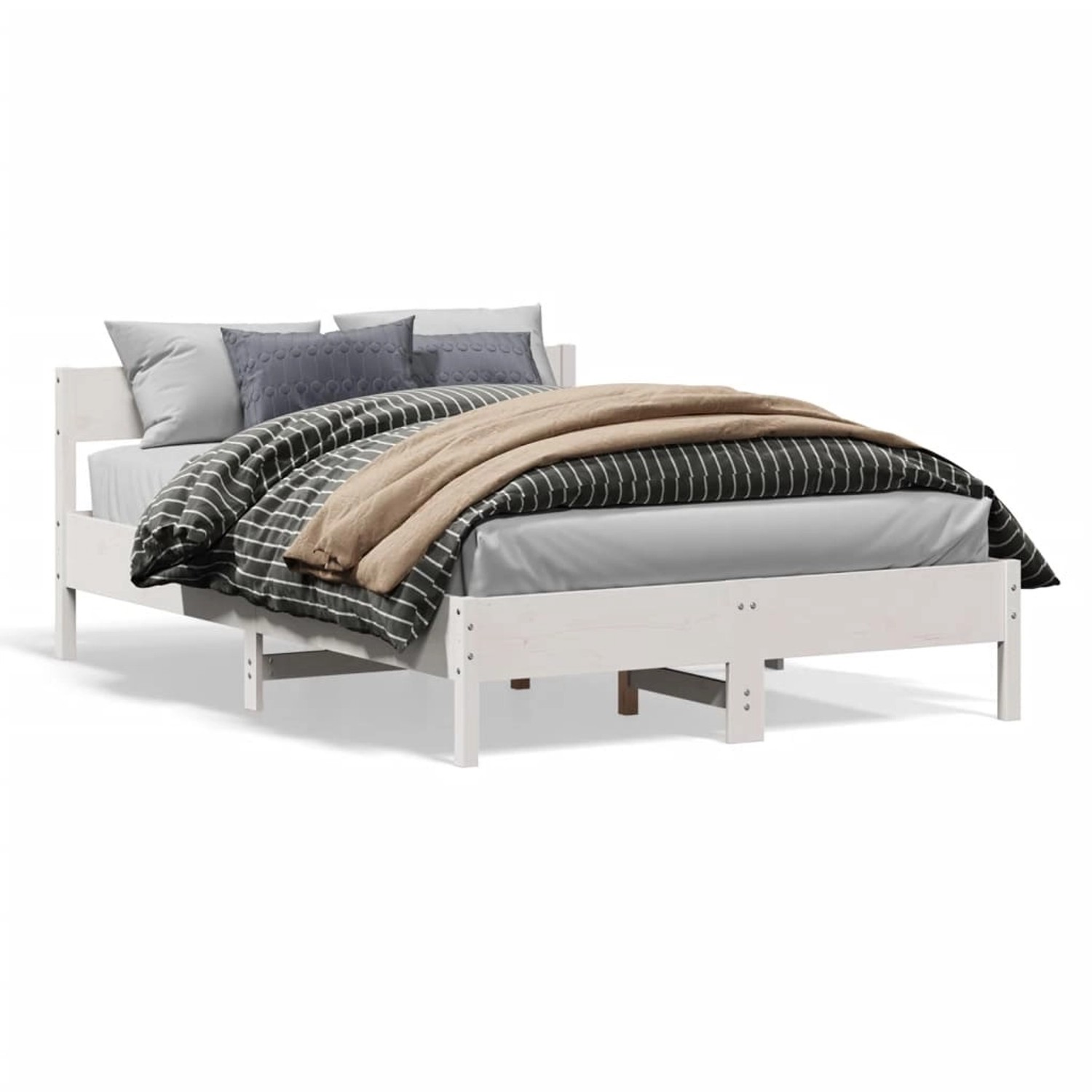 vidaXL Massivholzbett ohne Matratze Weiß 120x190 cm Kiefernholz 842775 günstig online kaufen