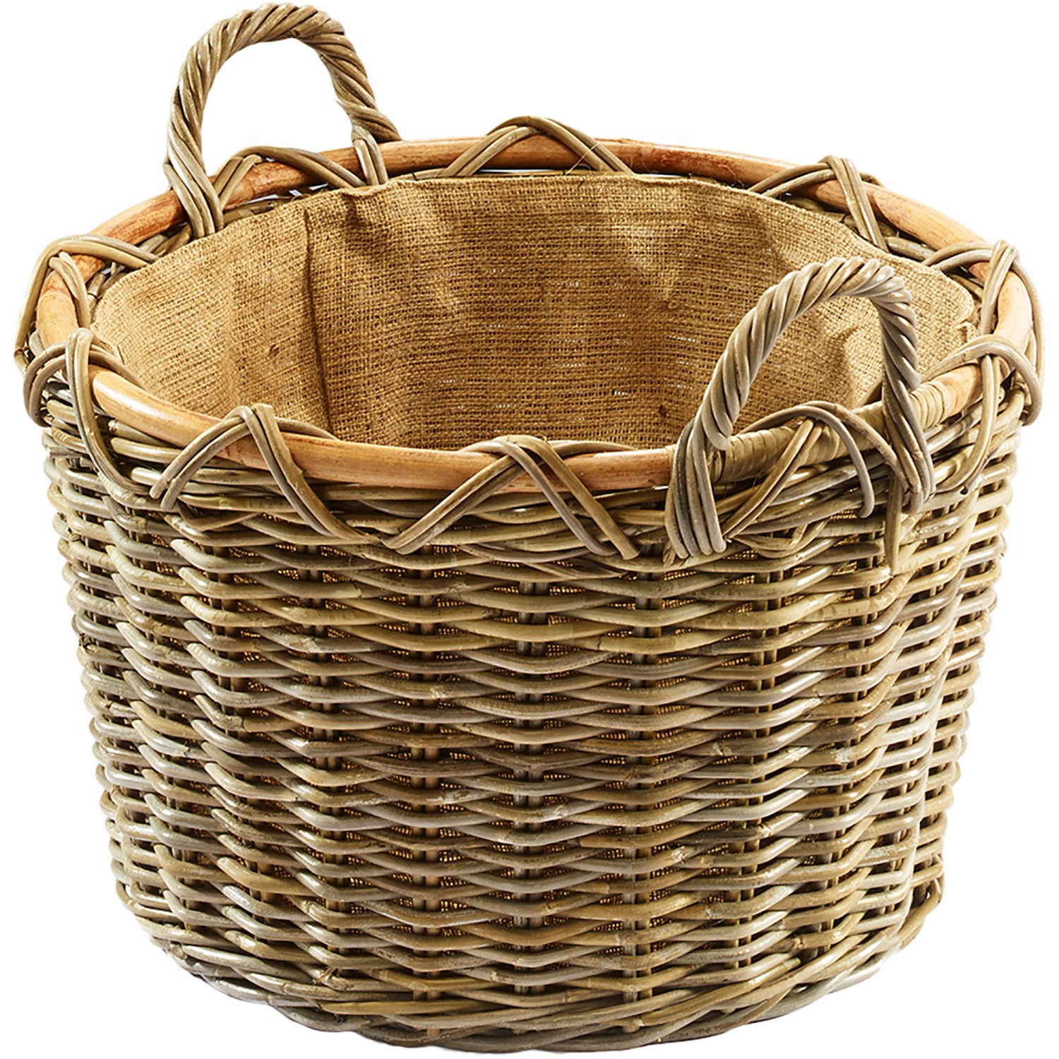 Kobolo Holzkorb für Kaminholz Kubu grey Rattan mit Griffen herausnehmbarer günstig online kaufen