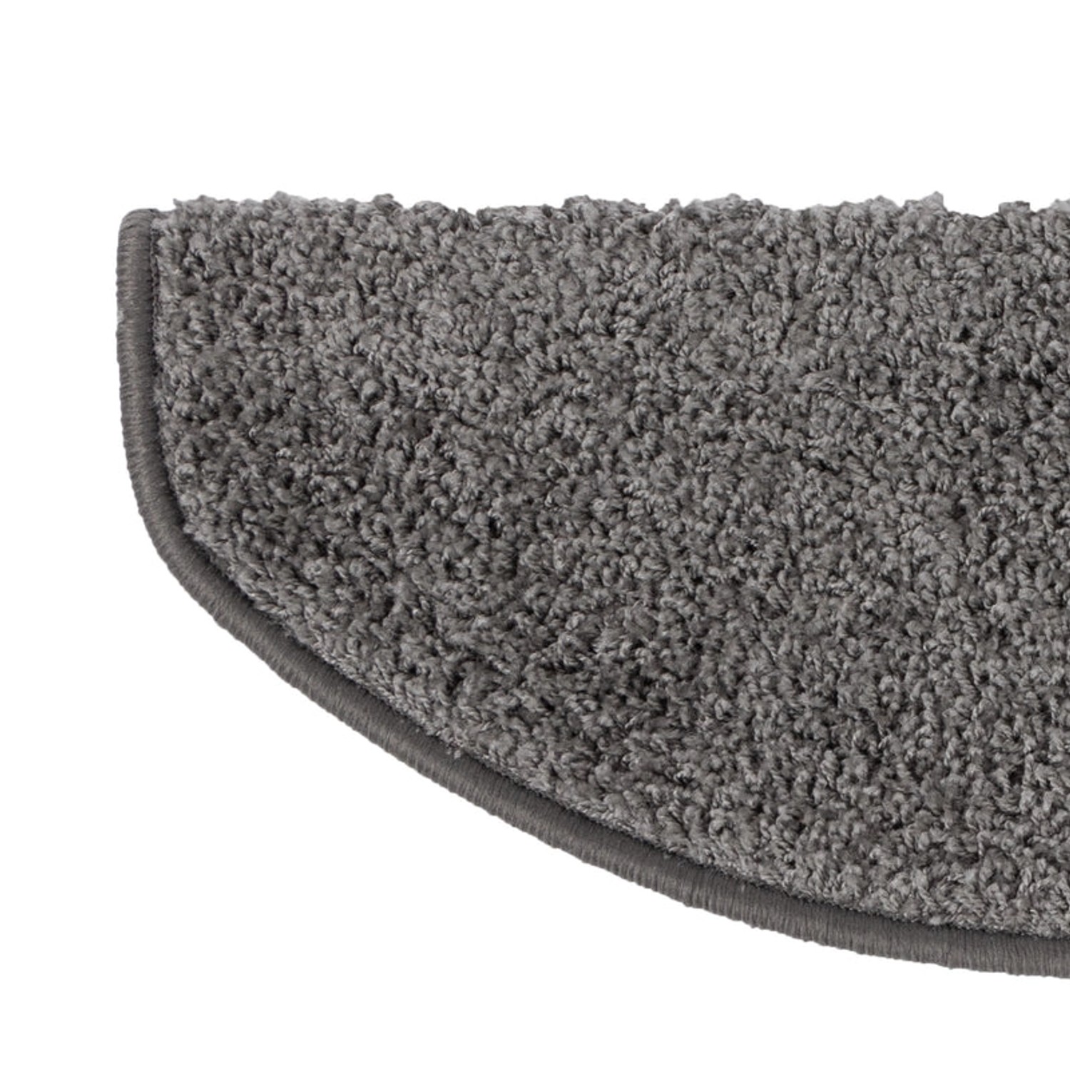 Graue, halbrunde KARAT Shaggy Stufenmatte Barcelona (23,5x65 cm) für Treppen.