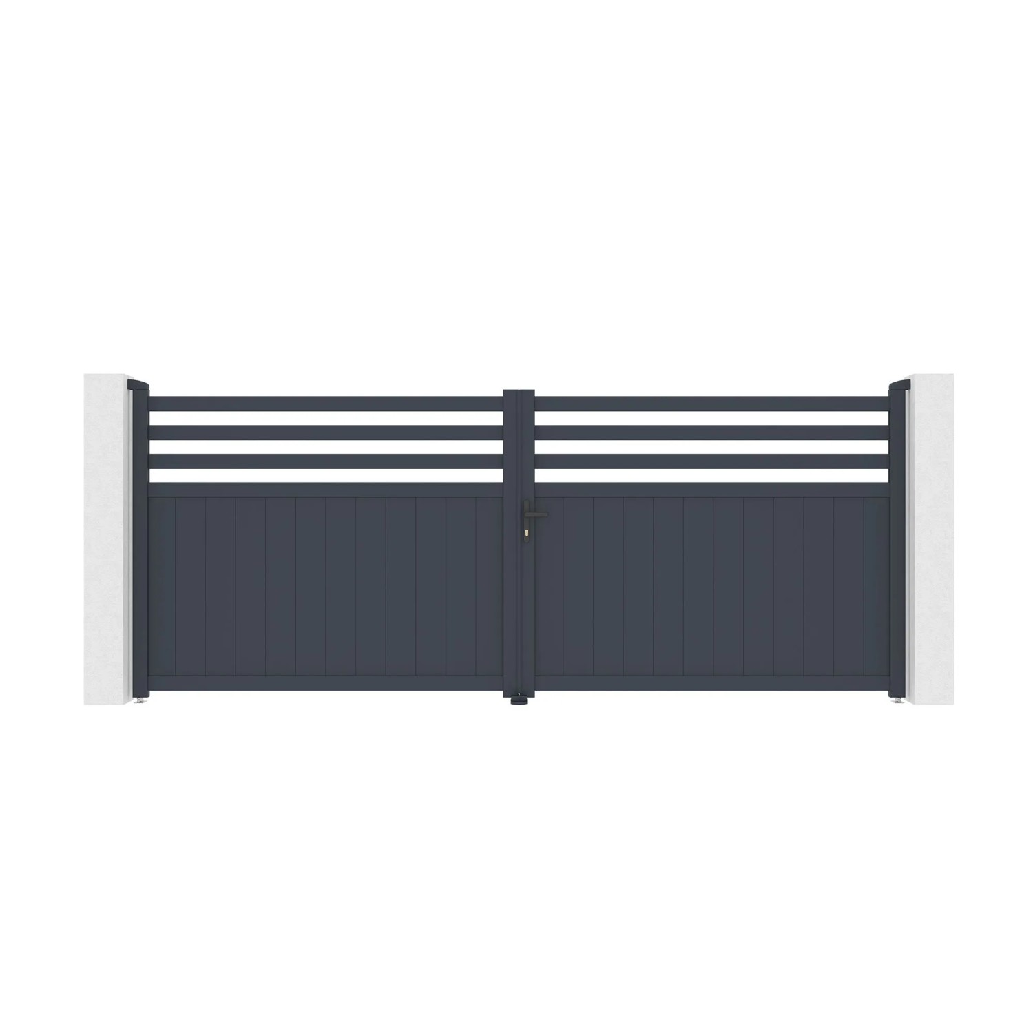 Casanoov Verstellbares Drehtor Breite Nevis 400x160cm Grau Aluminium