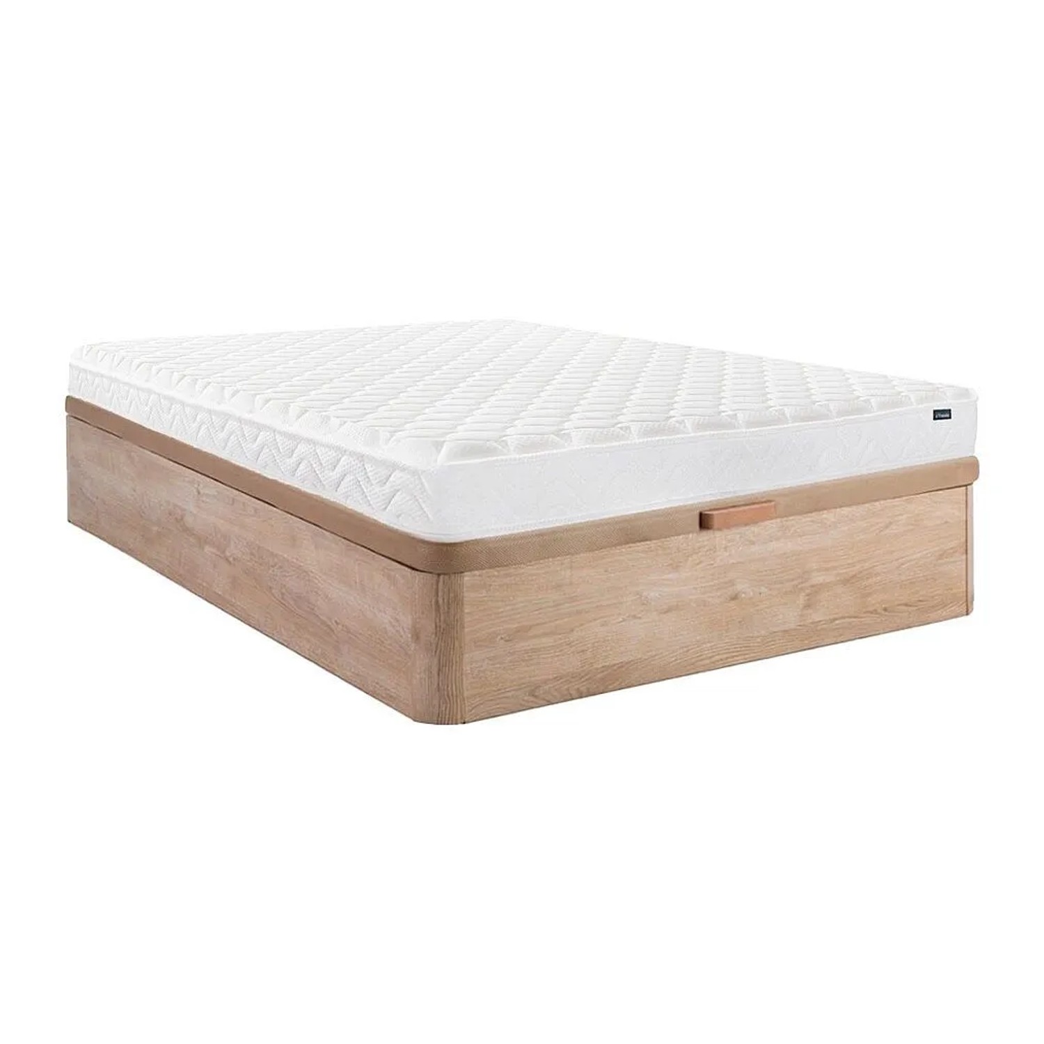 Vente-unique Matratze Und Bettgestell Mit Lattenrost Und Bettkasten Pelops Naturfarben Hell 190 cm