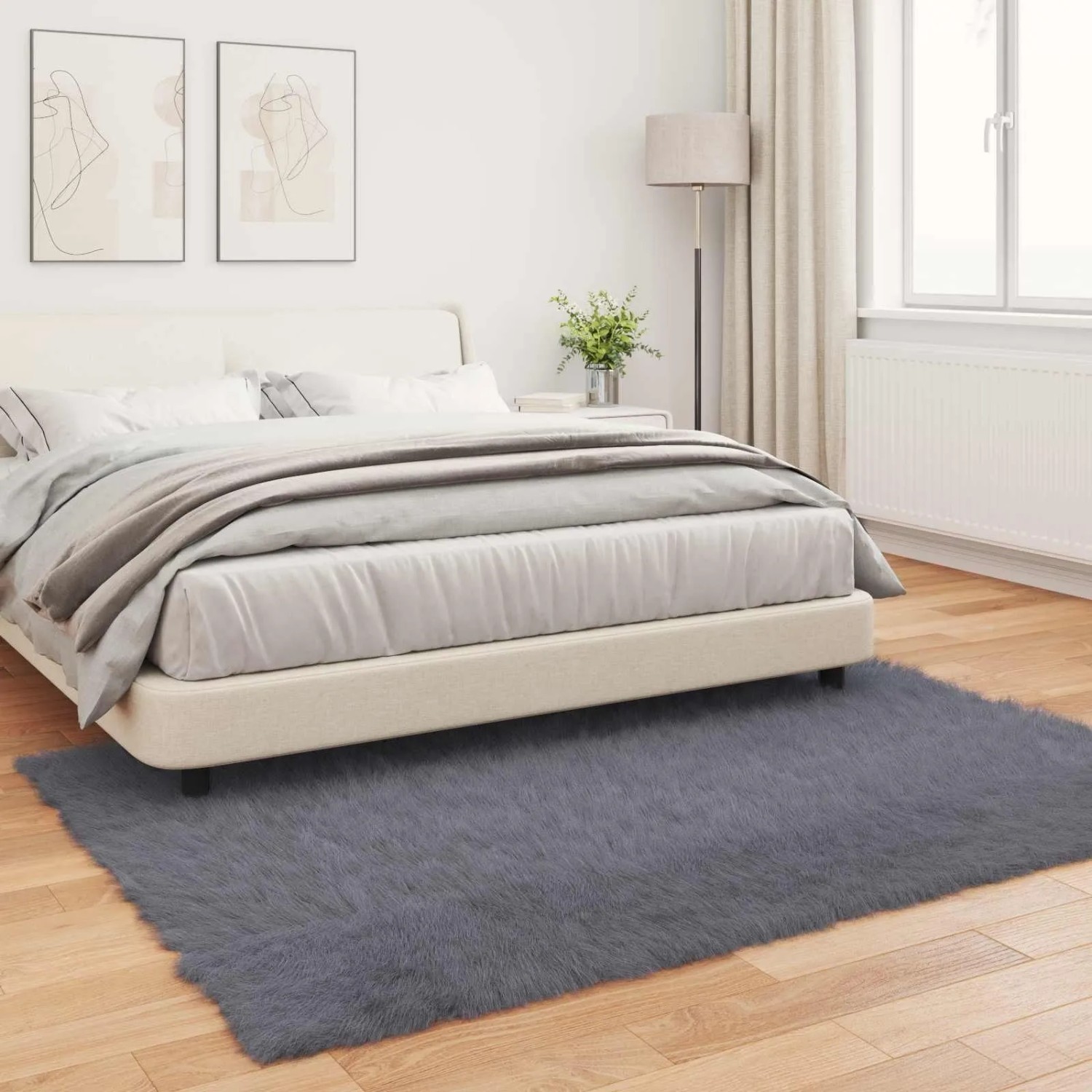 vidaXL Kunstschaffell Teppich Tafalla Anthrazit 140 x 200 cm Polyester 42021593_4