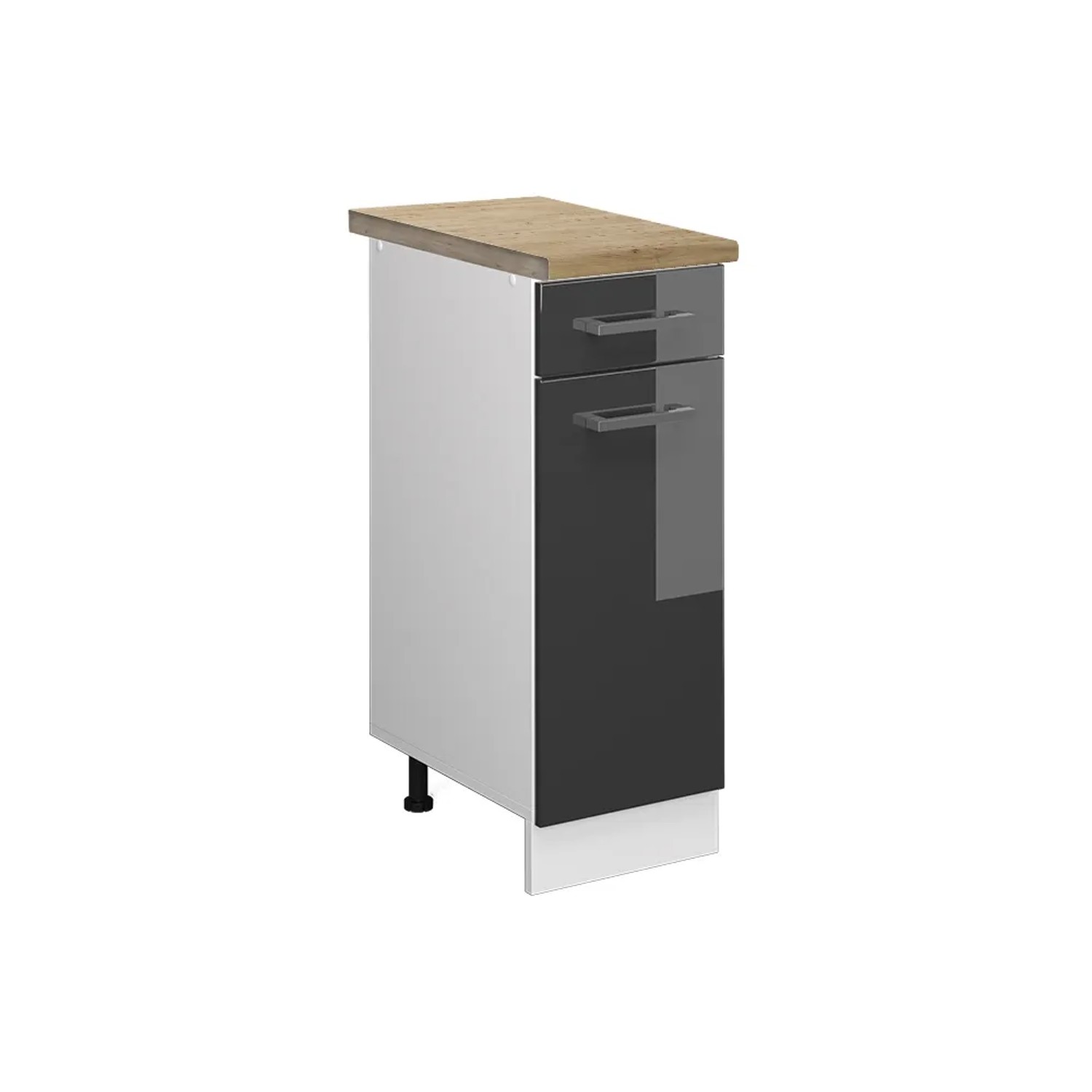 Vicco Küchenunterschrank R-Line Anthrazit Hochglanz/Weiß 30 cm AP Eiche